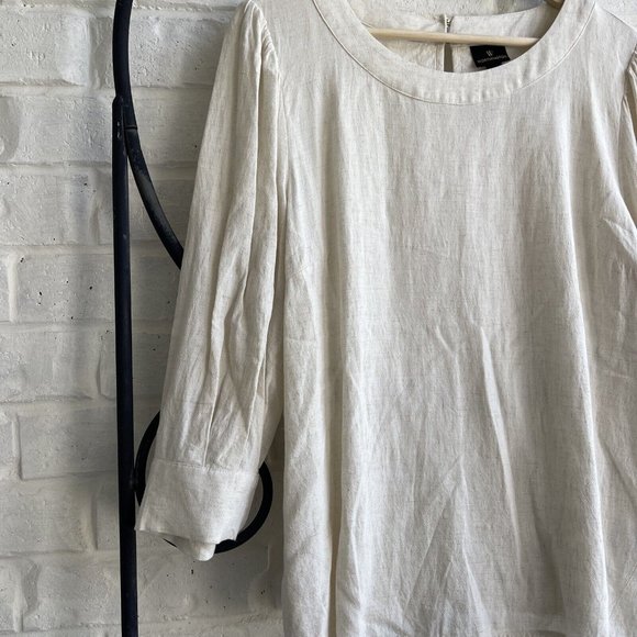 Womens Worthington 3/4‎ Sleeve Blouse Oatmeal With Back Closure Accents - Picture 2 of 5